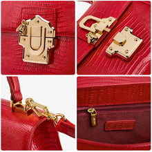 Load image into Gallery viewer, LA FESTIN Designer Serpentine Lock Handbag Split Leather