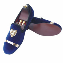 Load image into Gallery viewer, Shoes Men Blue Velvet Shoes with Red Bottom - sunnydayhomedecorboutique
