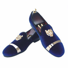 Load image into Gallery viewer, Shoes Men Blue Velvet Shoes with Red Bottom - sunnydayhomedecorboutique