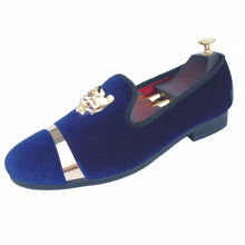 Load image into Gallery viewer, Shoes Men Blue Velvet Shoes with Red Bottom - sunnydayhomedecorboutique