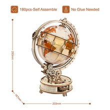Load image into Gallery viewer, Luminous Wooden Globe 3D Puzzle Games Assemble Model