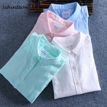 Load image into Gallery viewer, Men Spring Summer Cotton Linen Shirt Slim Casual Long Sleeves