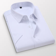 Load image into Gallery viewer, Men Slim Solid Color Short Sleeve Shirt Business Casual