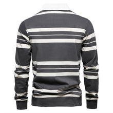Load image into Gallery viewer, AIOPESON Brand Cotton Long Sleeve Men Polo Shirts Cotton Striped Zipper