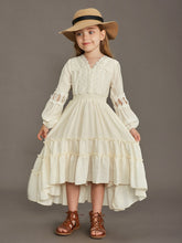 Load image into Gallery viewer, Girls Classic Retro Lantern Sleeve Lace Flower Wedding Dress