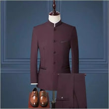 Load image into Gallery viewer, (Jacket + Pants) Chinese Style Men Stand Collar Slim Fit Two Piece Suit for Male - sunnydayhomedecorboutique