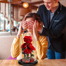 Load image into Gallery viewer, Roses In Glass Dome 5 Flower Heads Rose