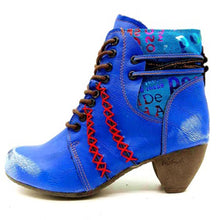 Load image into Gallery viewer, TMA EYES Polka Dot Leather Women Boots with Moccasin Hand Stitching