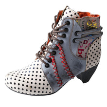 Load image into Gallery viewer, TMA EYES Polka Dot Leather Women Boots with Moccasin Hand Stitching