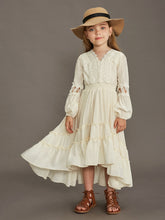Load image into Gallery viewer, Girls Classic Retro Lantern Sleeve Lace Flower Wedding Dress