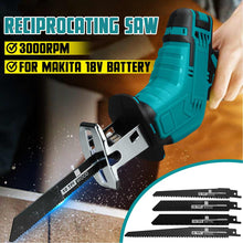 Load image into Gallery viewer, 18V 3000rpm/min Cordless Electric Reciprocating Saw Variable Speed Metal Wood Cutting Tool Electric Saw for Makita 18V Battery - sunnydayhomedecorboutique