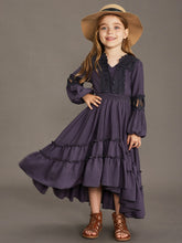 Load image into Gallery viewer, Girls Classic Retro Lantern Sleeve Lace Flower Wedding Dress