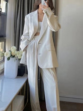 Load image into Gallery viewer, Women Office White Pink Suit Two-Piece Pantsuit Elegant Blazer