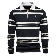 Load image into Gallery viewer, AIOPESON Brand Cotton Long Sleeve Men Polo Shirts Cotton Striped Zipper