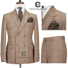 Load image into Gallery viewer, 2022 Cenne Des Graoom Plaid Double Breasted Costume Homme New Men Suits - sunnydayhomedecorboutique