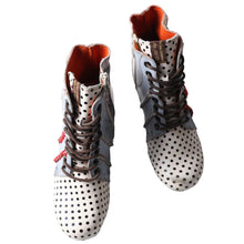 Load image into Gallery viewer, TMA EYES Polka Dot Leather Women Boots with Moccasin Hand Stitching