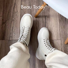 Load image into Gallery viewer, Beau Today Ankle Boots Platform Women Cow Leather Side Zipper