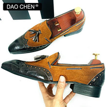 Load image into Gallery viewer, ITALIAN MEN CASUAL SHOES BLACK BROWN MIXED COLORS WINGTIP