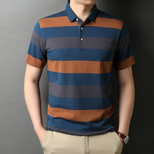 Load image into Gallery viewer, NEW Brand Designer Striped Turn Down Collar Men's Polo Shirt
