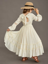 Load image into Gallery viewer, Girls Classic Retro Lantern Sleeve Lace Flower Wedding Dress