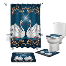 Load image into Gallery viewer, Animal Swan Shower Curtain Sets Non-Slip Rugs Toilet Lid Cover