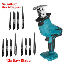 Load image into Gallery viewer, 18V 3000rpm/min Cordless Electric Reciprocating Saw Variable Speed Metal Wood Cutting Tool Electric Saw for Makita 18V Battery - sunnydayhomedecorboutique