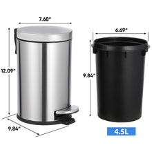 Load image into Gallery viewer, Round Stainless Steel Step Trash Can Indoor Living Room
