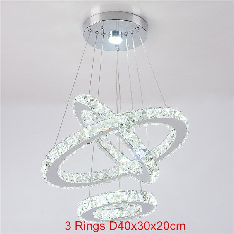 Rings Crystal Chandelier Stainless Steel Led Modern Pendant Light