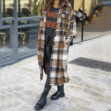 Load image into Gallery viewer, Fall /Autumn Casual Plaid Print Classic Long Trench Coat Chic Female
