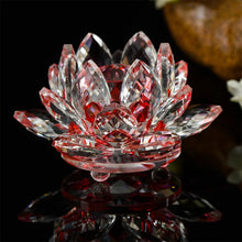 Load image into Gallery viewer, 80~200mm 1 Piece Red Crystal Lotus Paperweight Glass Fengshui Decor
