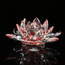 Load image into Gallery viewer, 80~200mm 1 Piece Red Crystal Lotus Paperweight Glass Fengshui Decor
