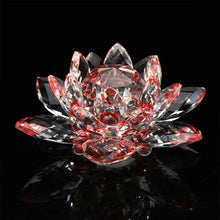 Load image into Gallery viewer, 80~200mm 1 Piece Red Crystal Lotus Paperweight Glass Fengshui Decor
