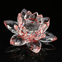 Load image into Gallery viewer, 80~200mm 1 Piece Red Crystal Lotus Paperweight Glass Fengshui Decor
