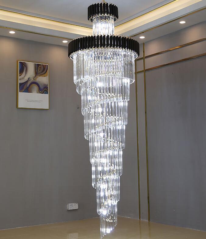 Stair crystal chandelier luxury long chandelier