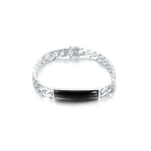 Load image into Gallery viewer, GEM&#39;S BALLET Natural Black Onyx Bracelets for Men 925 Sterling Silver Casual Bar Chain Bracelet Bangle Women Party Jewelry
