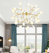 Load image into Gallery viewer, Modern LED firefly Pendant lights Gold Black tree branch lights
