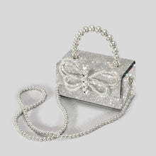 Load image into Gallery viewer, Fashion Diamonds Bow Box Evening Bag Designer Rhinestone Beading Women Handbags
