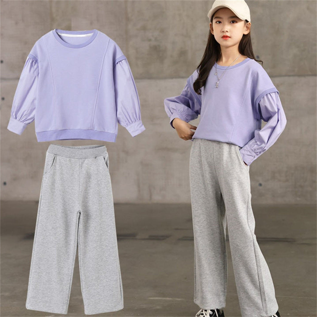 Children's Solid Color Fashionable Hoodie +Pants