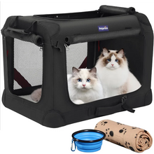 Load image into Gallery viewer, Warm Blanket Foldable Bowl and Washable Pad for two cats &amp; medium dog carrier.
