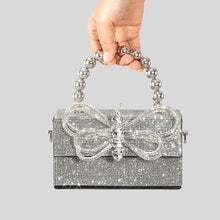 Load image into Gallery viewer, Fashion Diamonds Bow Box Evening Bag Designer Rhinestone Beading Women Handbags
