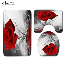 Load image into Gallery viewer, Rose Bath Mats Valentine&#39;s Day 3 Piece Bathroom Set
