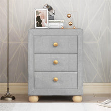 Load image into Gallery viewer, 3 Drawers Nightstand,  Upholstery Bedside Table
