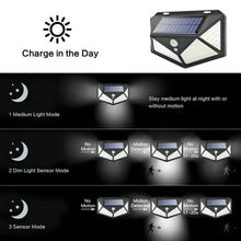 Load image into Gallery viewer, 100 LED Solar Wall Lights Outdoor Solar Lamp Waterproof Motion Sensor
