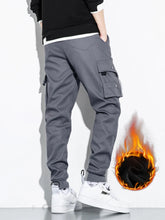 Load image into Gallery viewer, Winter Cargo Pants Men Multi-Pockets Fleece Liner Thick Warm Slim Joggers
