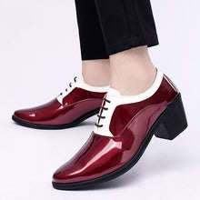 Load image into Gallery viewer, Glitter Leather Men Dress Shoes Fashion Red Mirror Luxury Shoes
