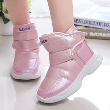 Load image into Gallery viewer, Snow Boots for Girls PU Leather Waterproof Thickening Plush Warm Cotton Shoes
