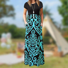 Load image into Gallery viewer, Women&#39;s  Summer Dress Bohemian Style Round Neck Maxi Dress
