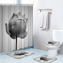 Load image into Gallery viewer, Black Lotus Bathroom Shower Curtain Set Waterproof Polyester
