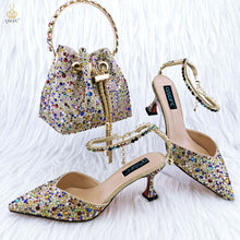 Load image into Gallery viewer, Italian Diamond Design Shoes And Bag
