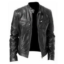 Load image into Gallery viewer, Men&#39;s Fashion Leather Jacket Slim Fit Stand Collar PU Jacket
